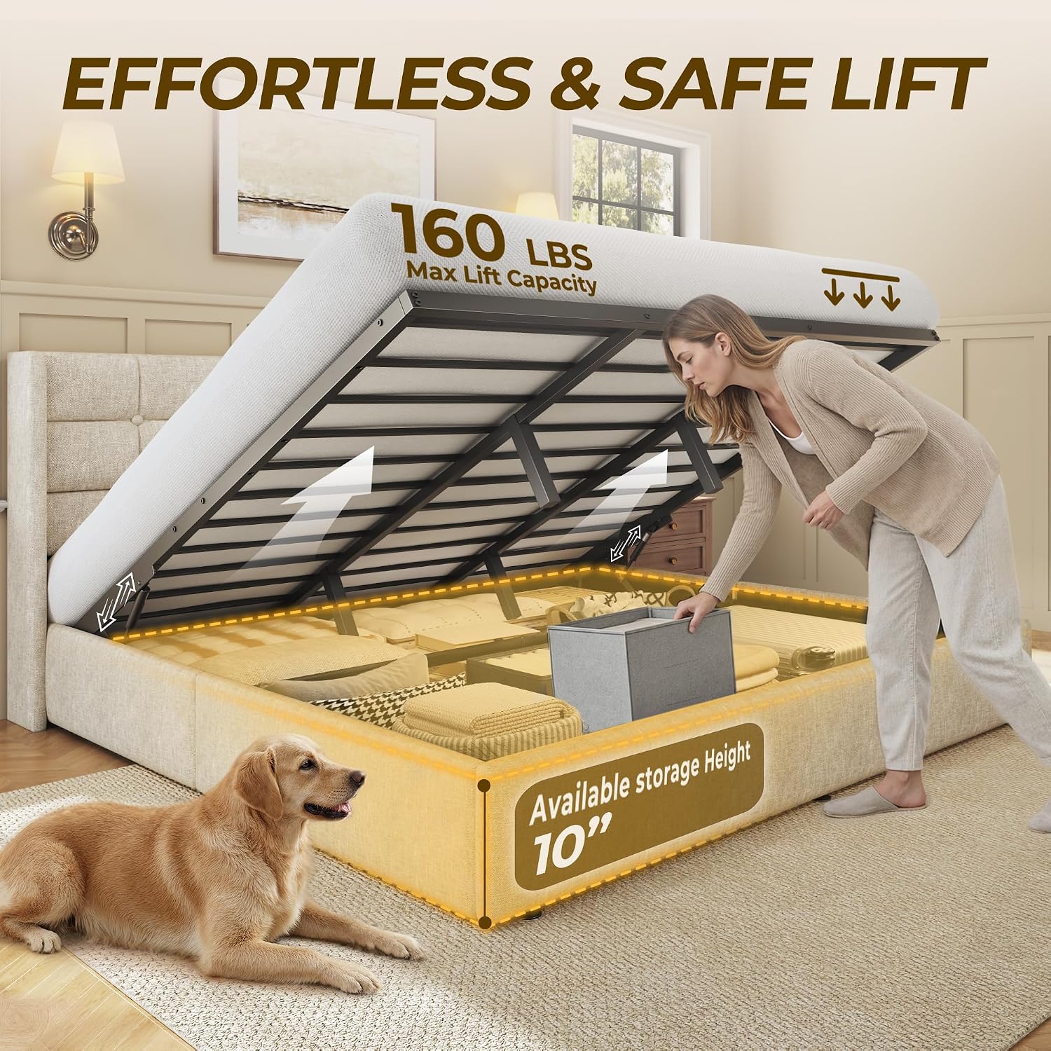 King Size Lift Storage Bed Fra - огляд і ціна Gas Lift Storage Bed Hydraulic