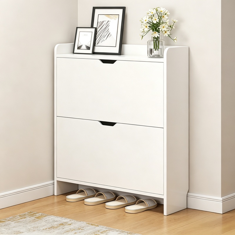 2-Tier Wooden Shoe Organizer C - огляд і ціна Shoe Rack Cabinet Narrow Entryway