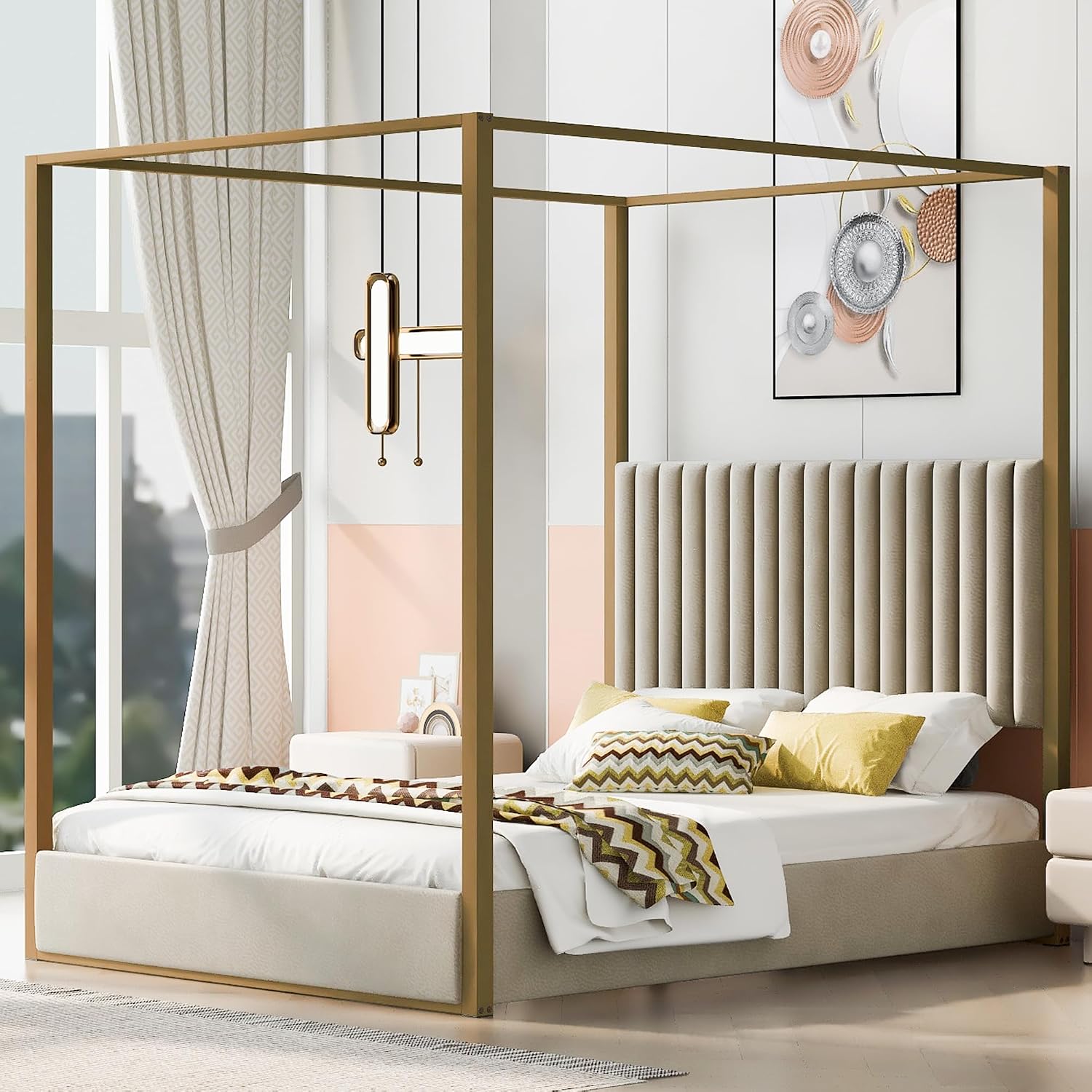 Modern Canopy Platform Bed Que - огляд і ціна Canopy Bed Frame Metal Queen