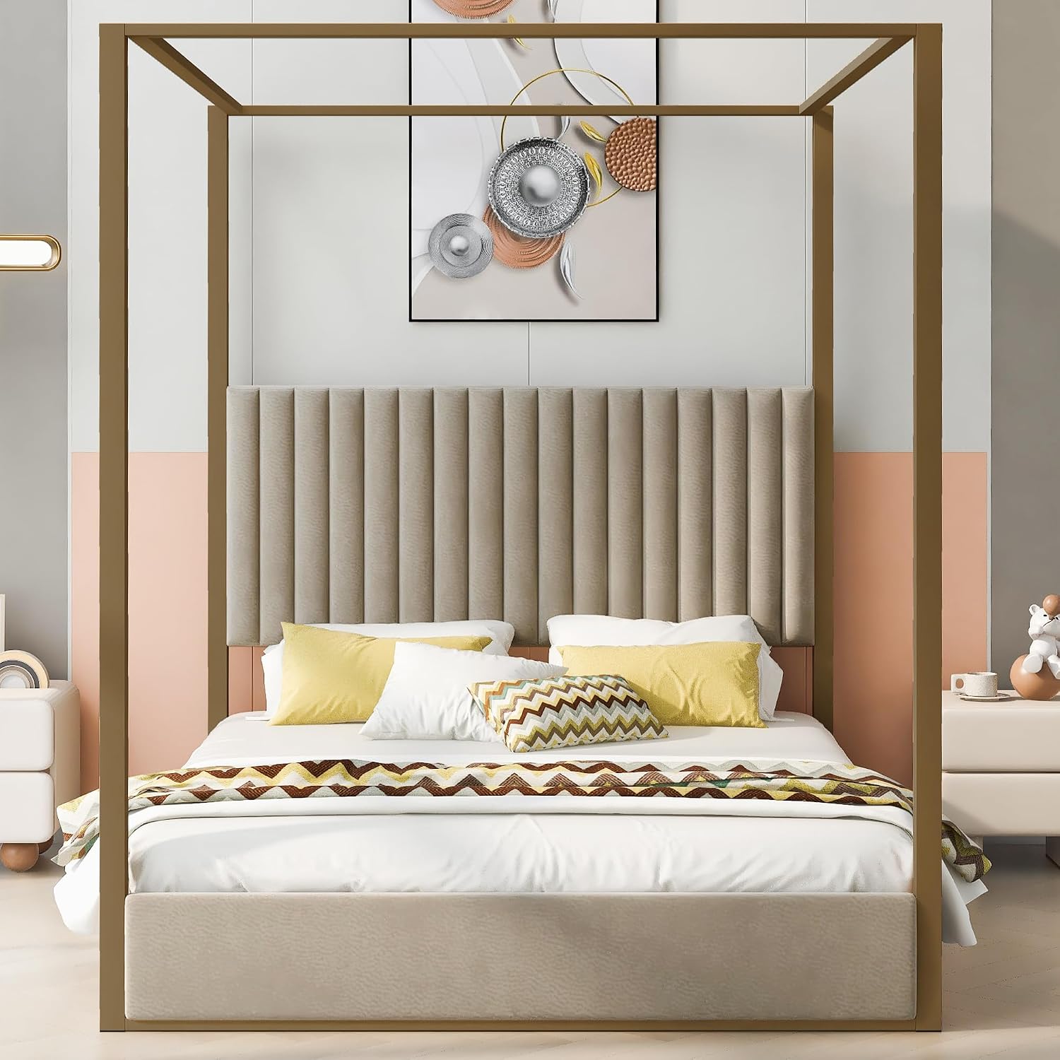 Modern Canopy Platform Bed Que - огляд і ціна Canopy Bed Frame Metal Queen