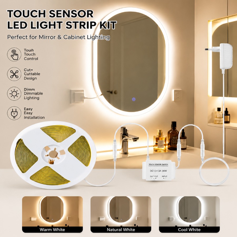 1 Set Dimmable Touch Control B - огляд і ціна Dressing Table Vanity With Lighted Mirror
