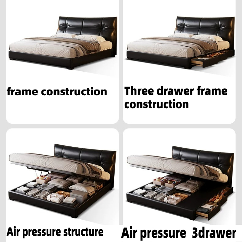 Italian Style Black PU Leather - огляд і ціна King Size Bed Frame With Storage Drawers