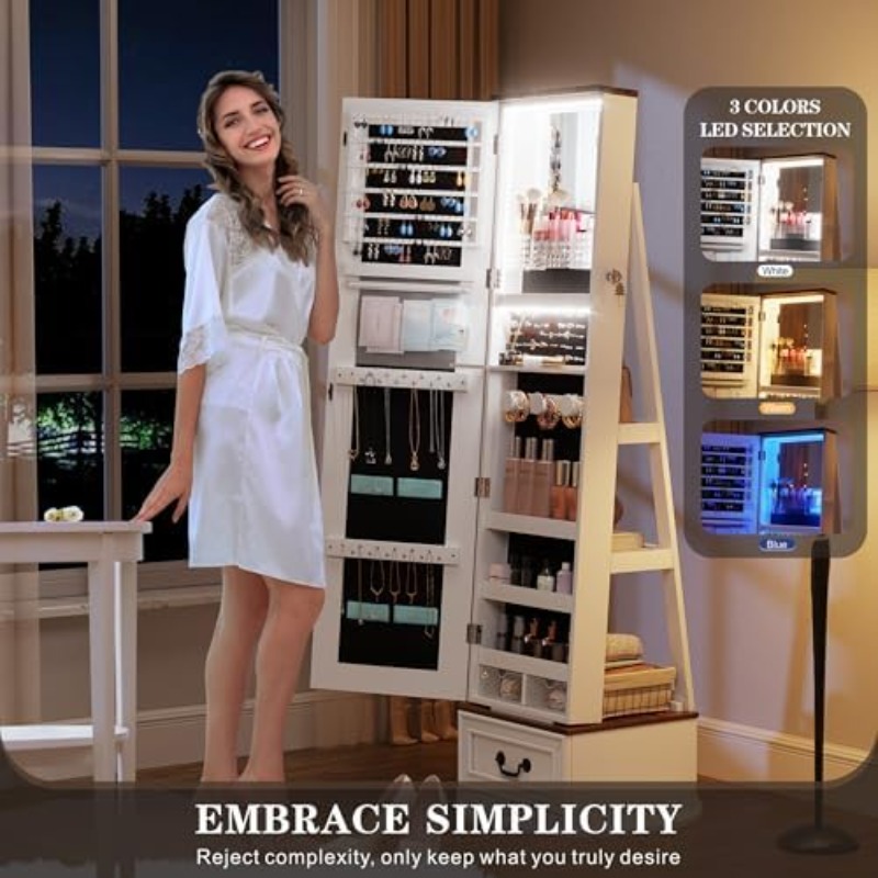360°Swivel Jewelry Armoire Cab - огляд і ціна Full Length Mirror Jewelry Armoire