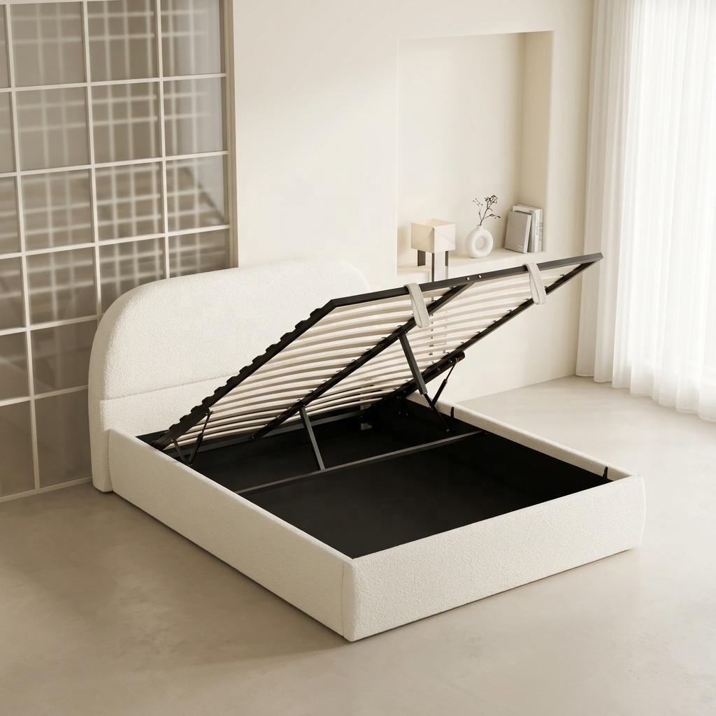 ^Modern Minimalism Fluffy Cott - огляд і ціна Gas Lift Storage Bed Hydraulic