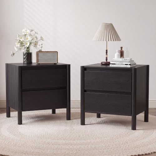 Mid Century Modern Black Night - огляд і ціна Solid Wood Nightstand 2 Drawers