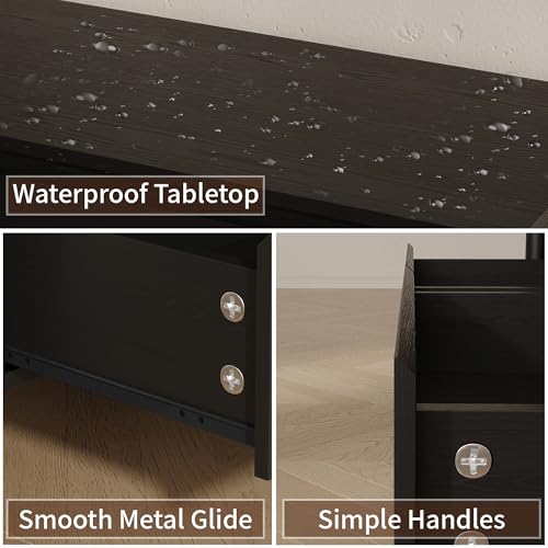 Mid Century Modern Black Night - огляд і ціна Solid Wood Nightstand 2 Drawers