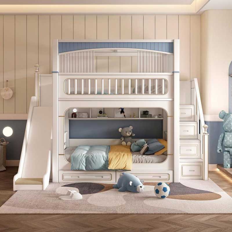 &Modern House White Boys Girl  - огляд і ціна Bunk Bed With Stairs And Slide