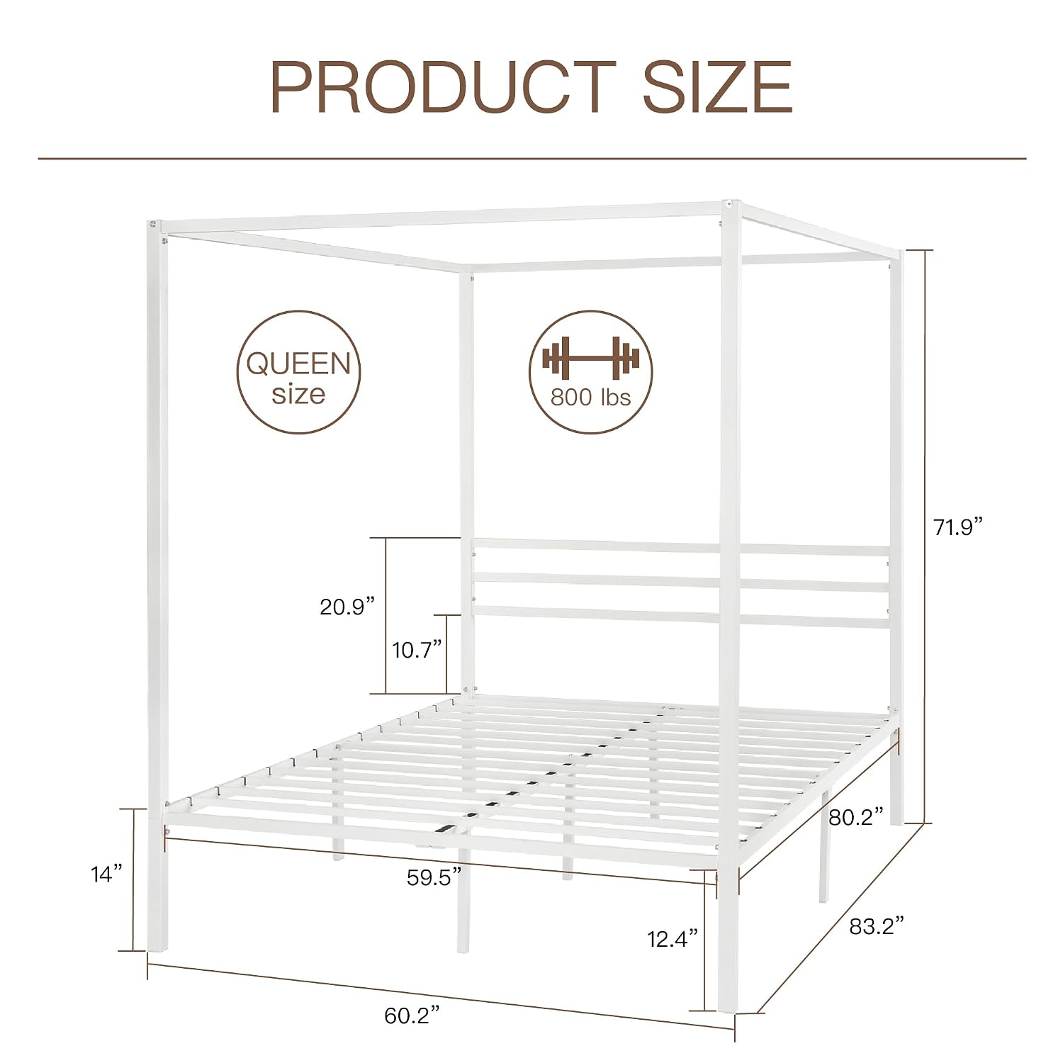 Queen Metal Canopy Bed Frame H - огляд і ціна Canopy Bed Frame Metal Queen