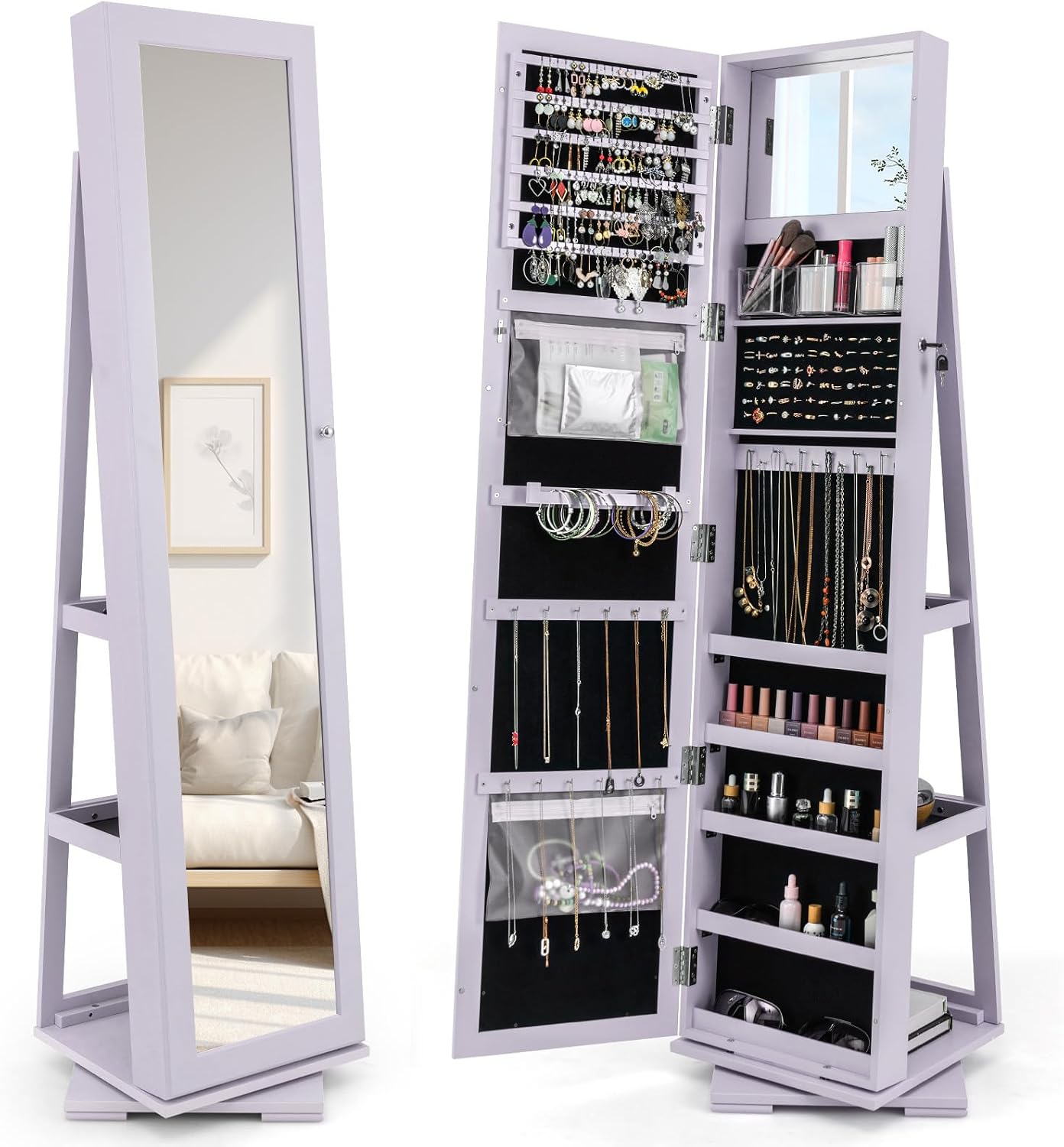 360 Swivel Jewelry Armoire Ful - огляд і ціна Full Length Mirror Jewelry Armoire