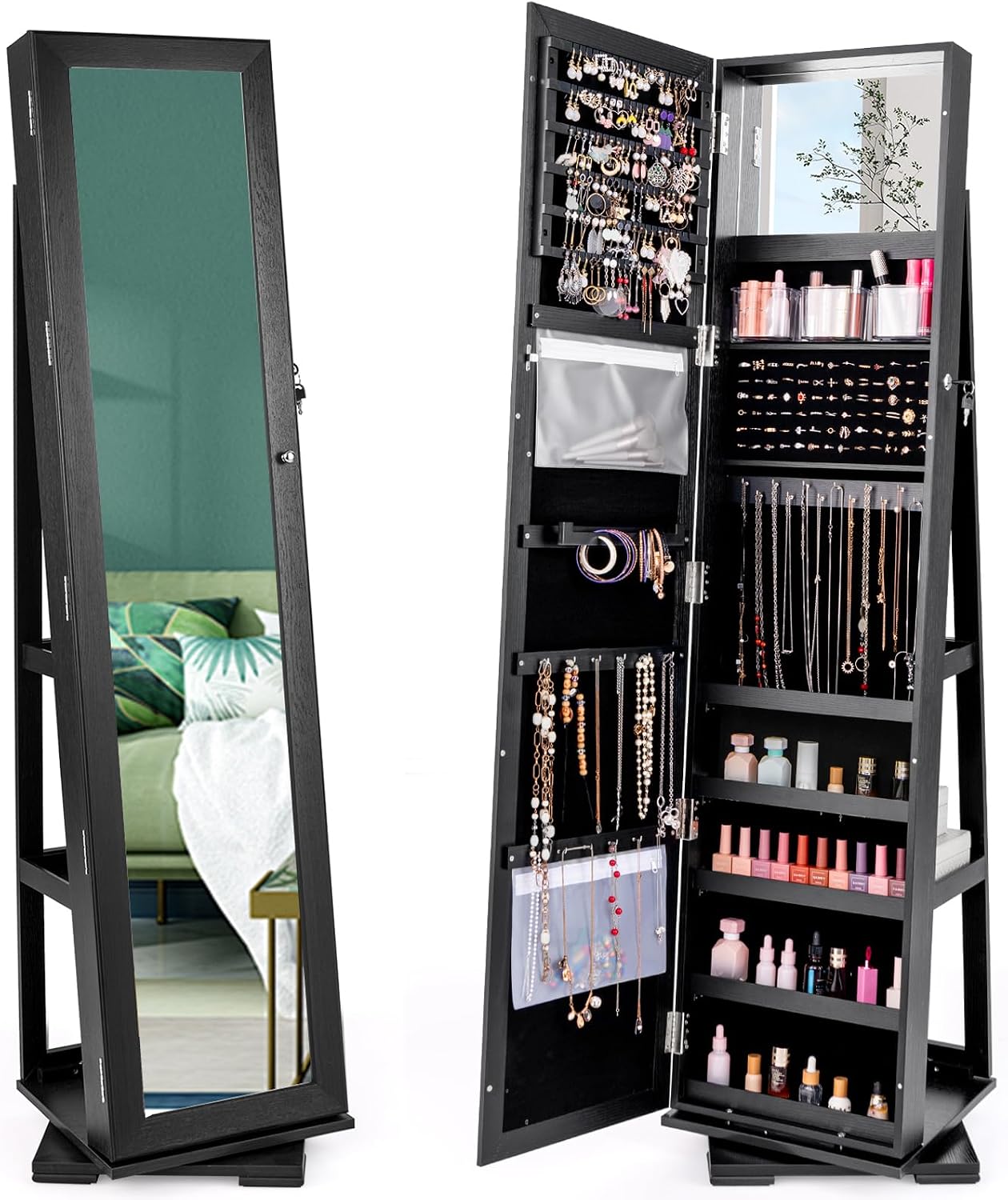 Black Standing Lockable 360 Sw - огляд і ціна Full Length Mirror Jewelry Armoire