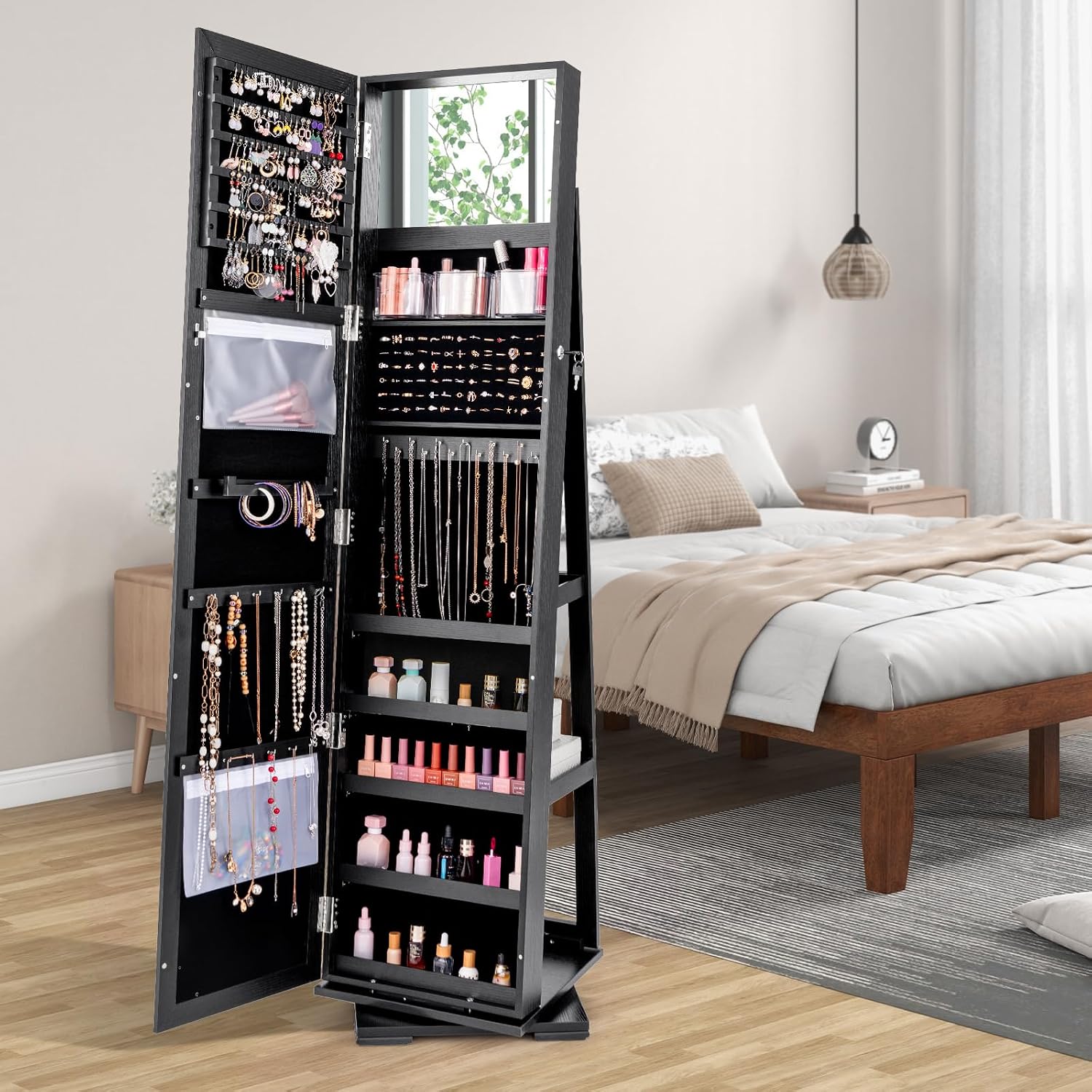 Black Standing Lockable 360 Sw - огляд і ціна Full Length Mirror Jewelry Armoire