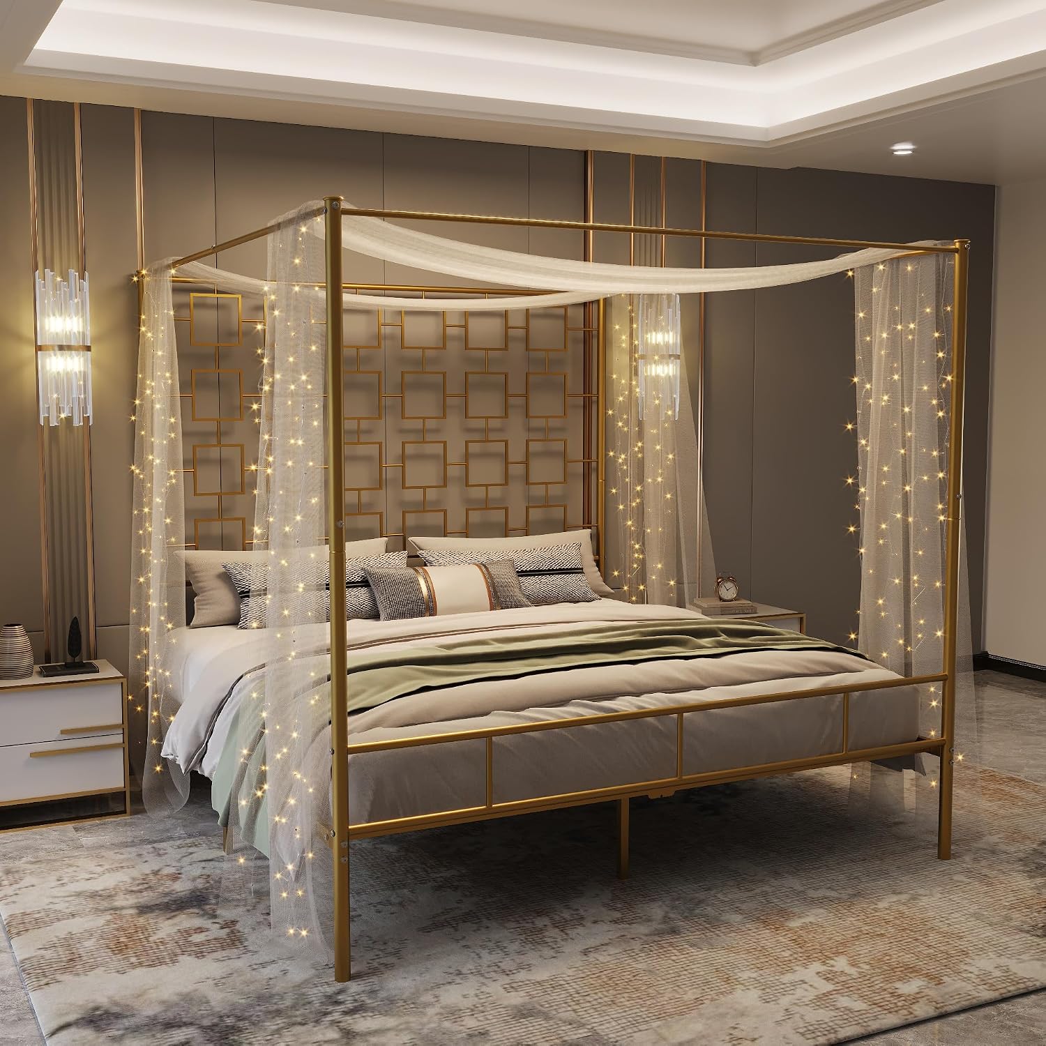 Queen Canopy Bed Frame Metal F - огляд і ціна Canopy Bed Frame Metal Queen