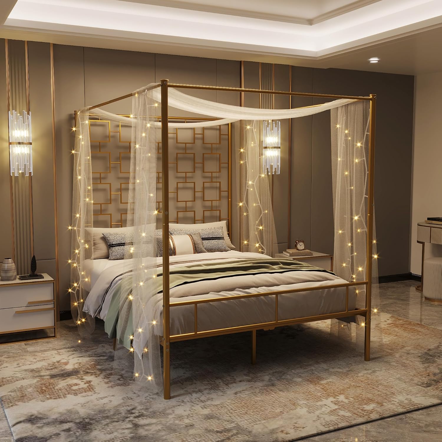 Queen Canopy Bed Frame Metal F - огляд і ціна Canopy Bed Frame Metal Queen