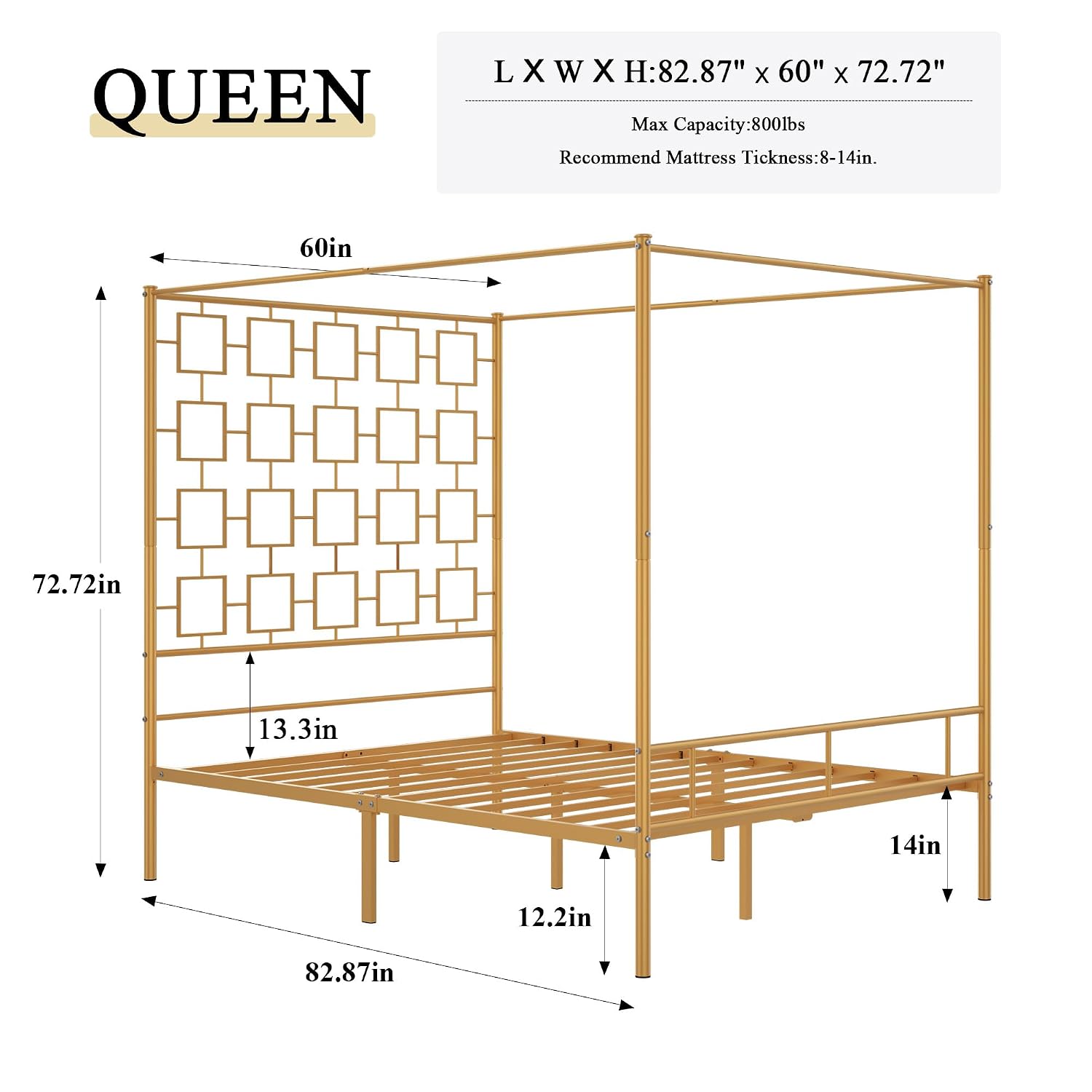 Queen Canopy Bed Frame Metal F - огляд і ціна Canopy Bed Frame Metal Queen