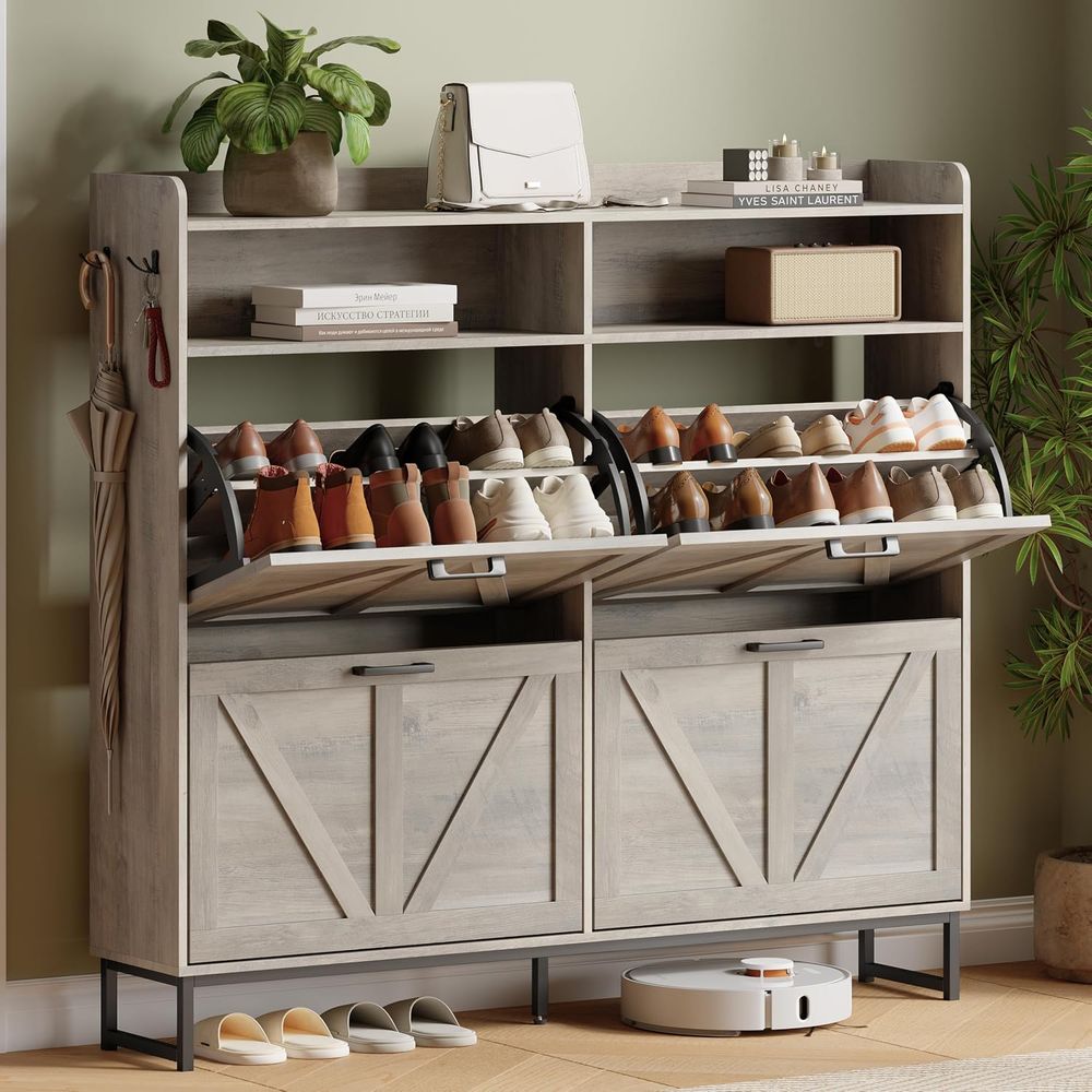 Shoe Storage Cabinet with 4 li - огляд і ціна Shoe Rack Cabinet Narrow Entryway