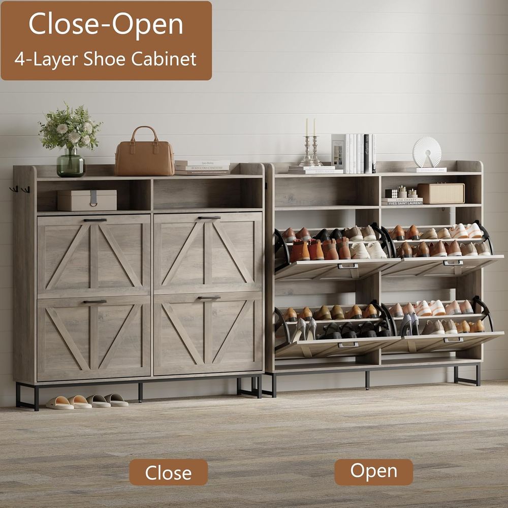 Shoe Storage Cabinet with 4 li - огляд і ціна Shoe Rack Cabinet Narrow Entryway