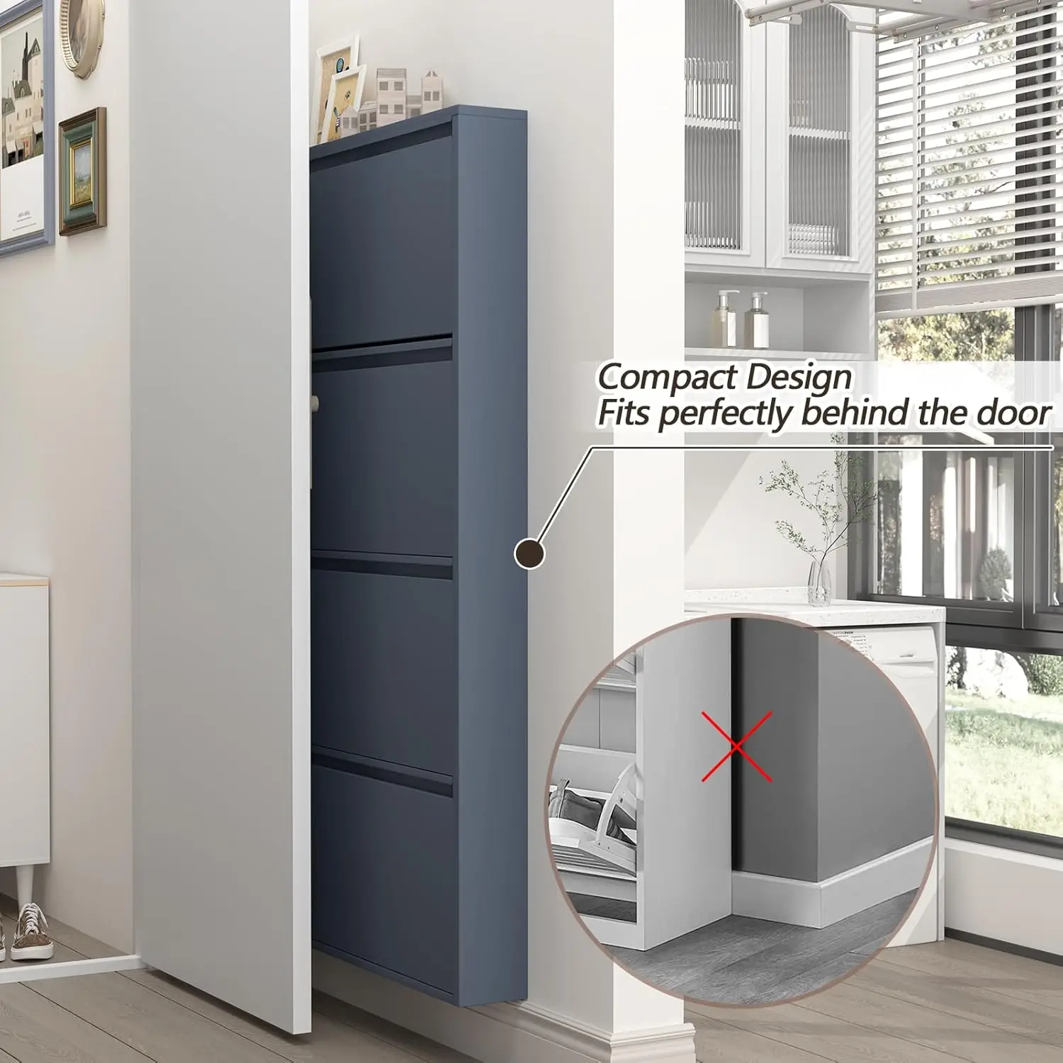 Shoe Cabinet with 4 Flip Drawe - огляд і ціна Shoe Rack Cabinet Narrow Entryway