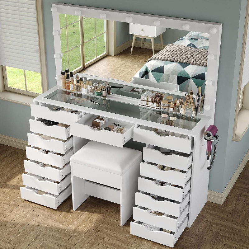 Yanosaku Vanity Desk with Mirr - огляд і ціна Dressing Table Vanity With Lighted Mirror