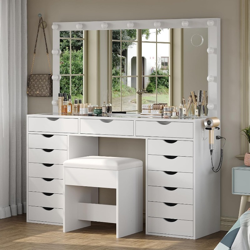 Yanosaku Vanity Desk with Mirr - огляд і ціна Dressing Table Vanity With Lighted Mirror