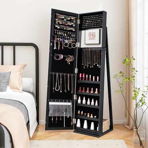 Jewelry Armoire Cabinet with 6 - огляд і ціна Full Length Mirror Jewelry Armoire