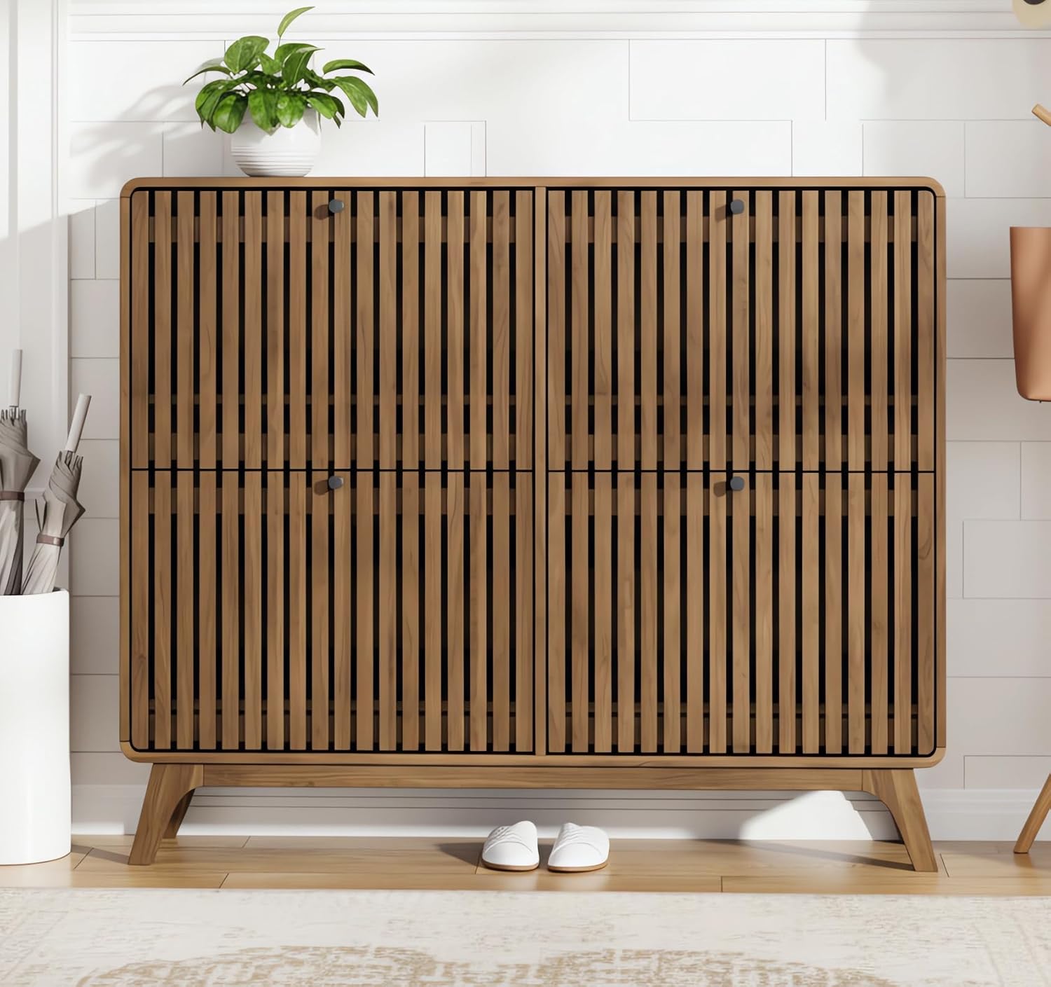 #Large Bamboo Shoe Cabinet wit - огляд і ціна Shoe Rack Cabinet Narrow Entryway