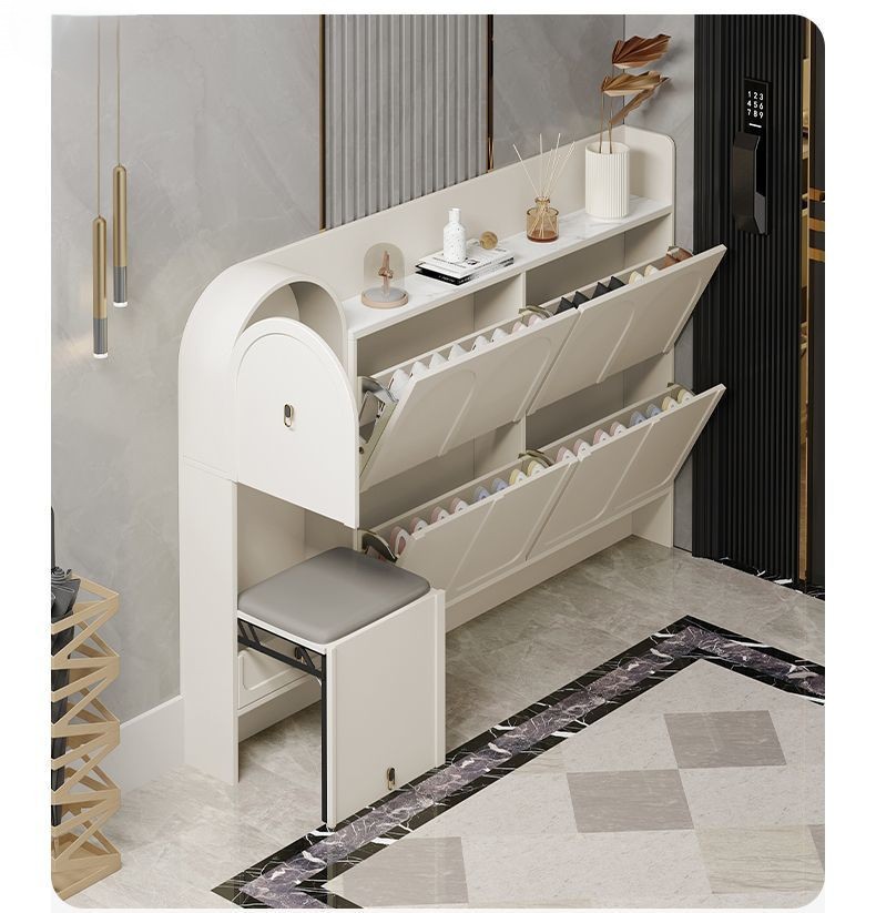 Shoe Cabinet, Modern Cream Woo - огляд і ціна Shoe Rack Cabinet Narrow Entryway