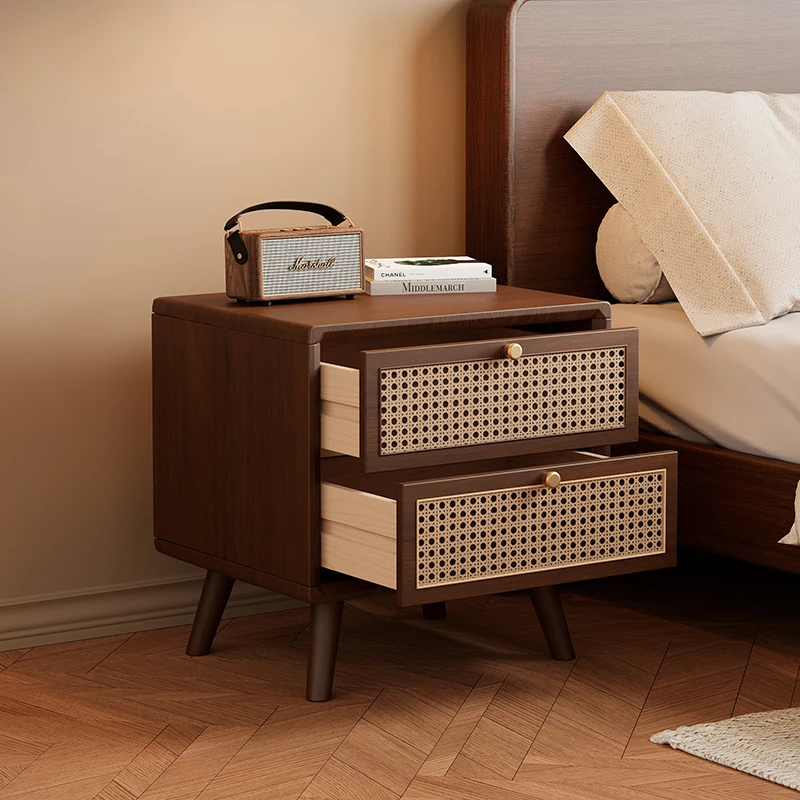 Solid Wood Nightstand with Wov - огляд і ціна Solid Wood Nightstand 2 Drawers