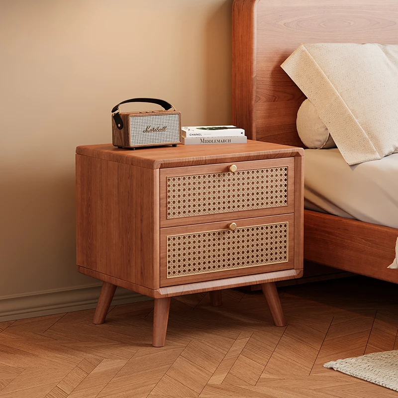 Solid Wood Nightstand with Wov - огляд і ціна Solid Wood Nightstand 2 Drawers