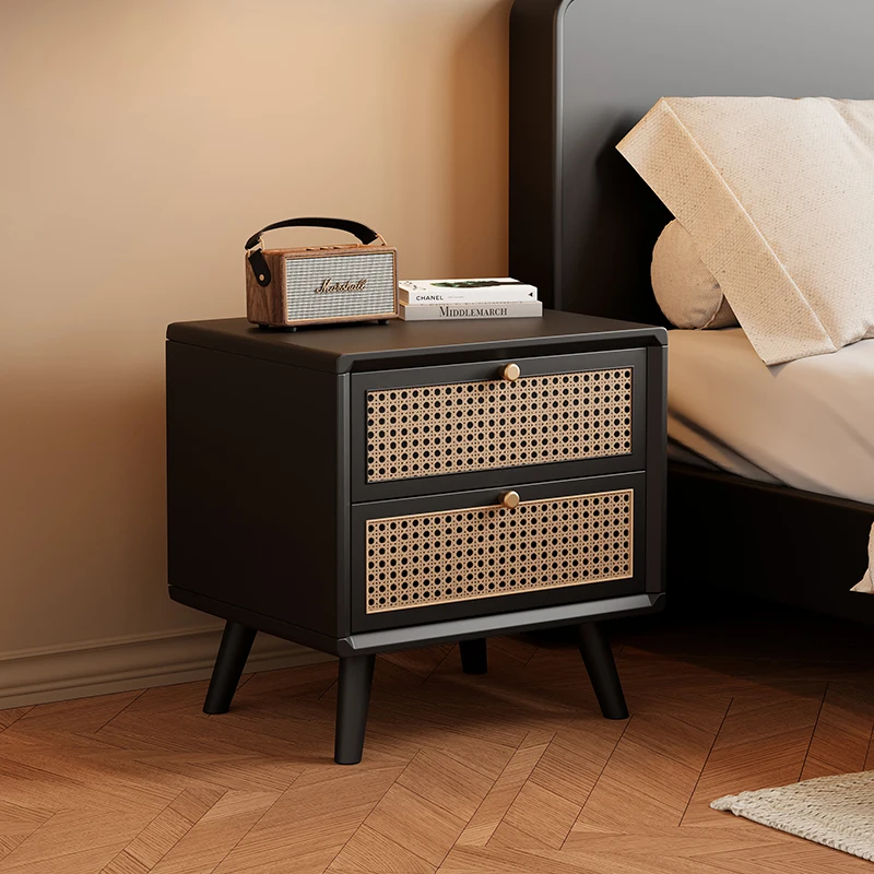 Solid Wood Nightstand with Wov - огляд і ціна Solid Wood Nightstand 2 Drawers