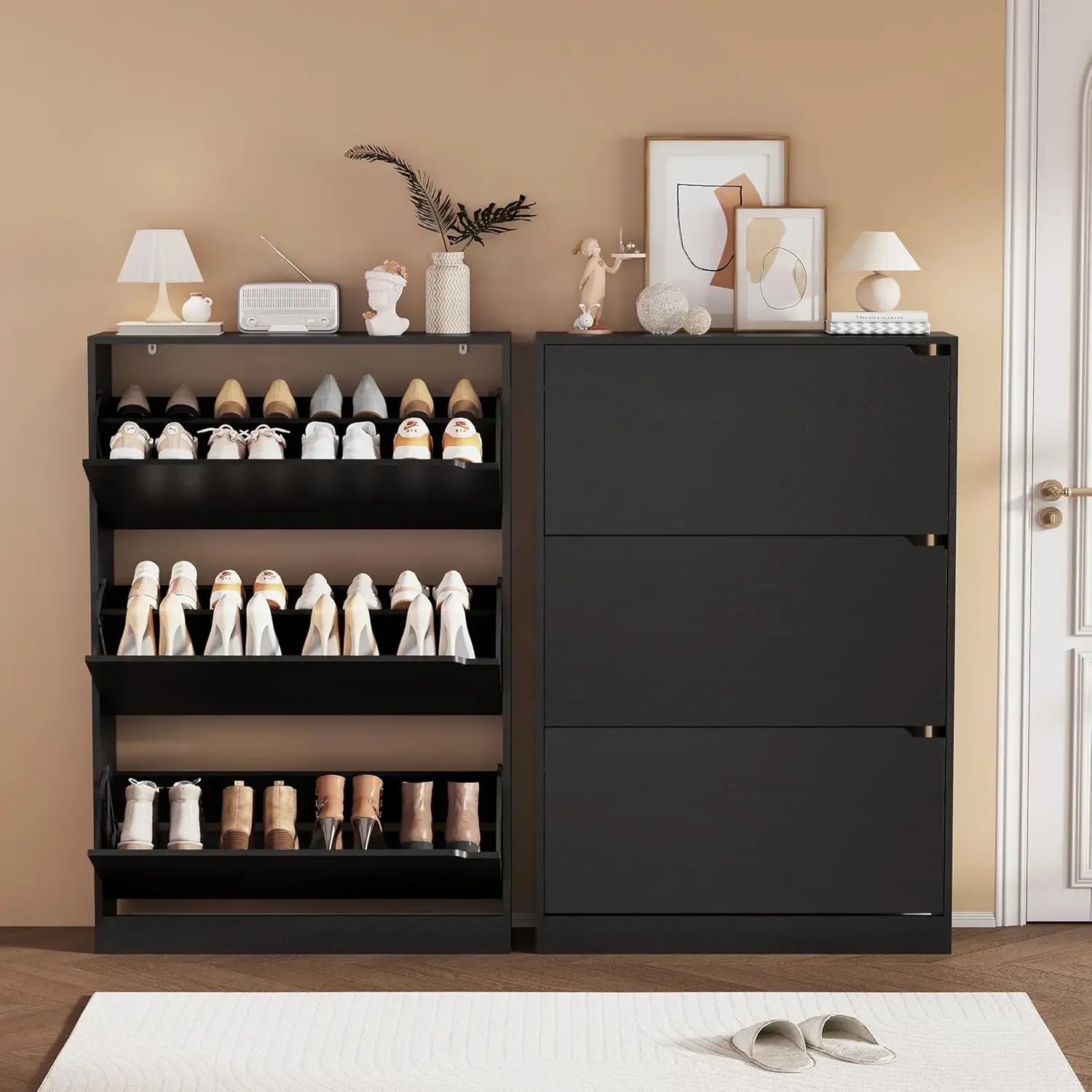 Shoe Storage Cabinet, Wood Sho - огляд і ціна Shoe Rack Cabinet Narrow Entryway