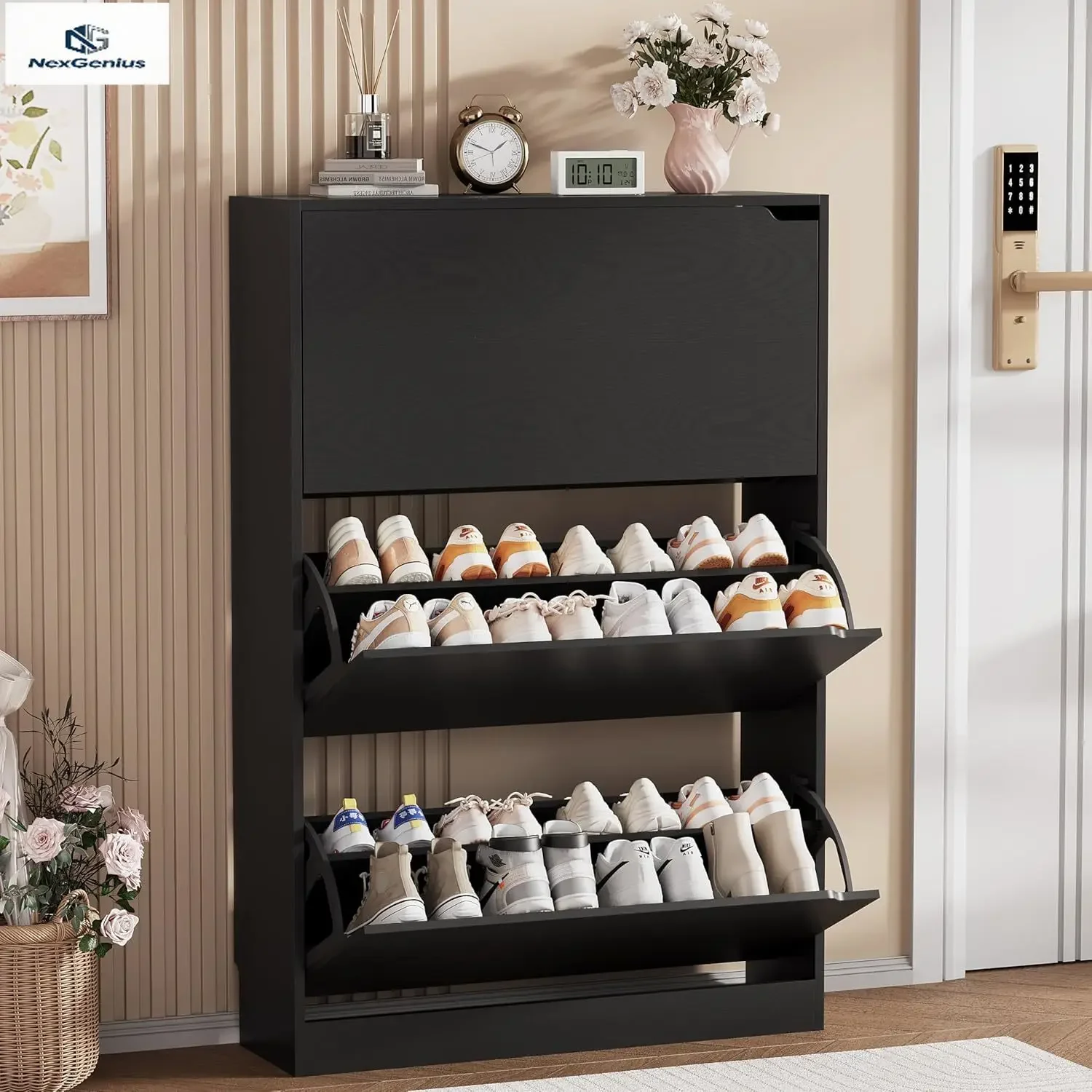 Shoe Storage Cabinet, Wood Sho - огляд і ціна Shoe Rack Cabinet Narrow Entryway