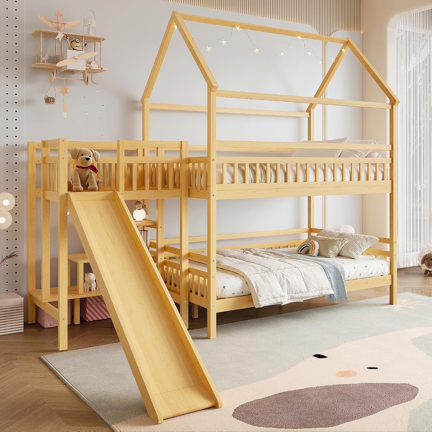 Full over Full Bunk Bed with P - огляд і ціна Bunk Bed With Stairs And Slide