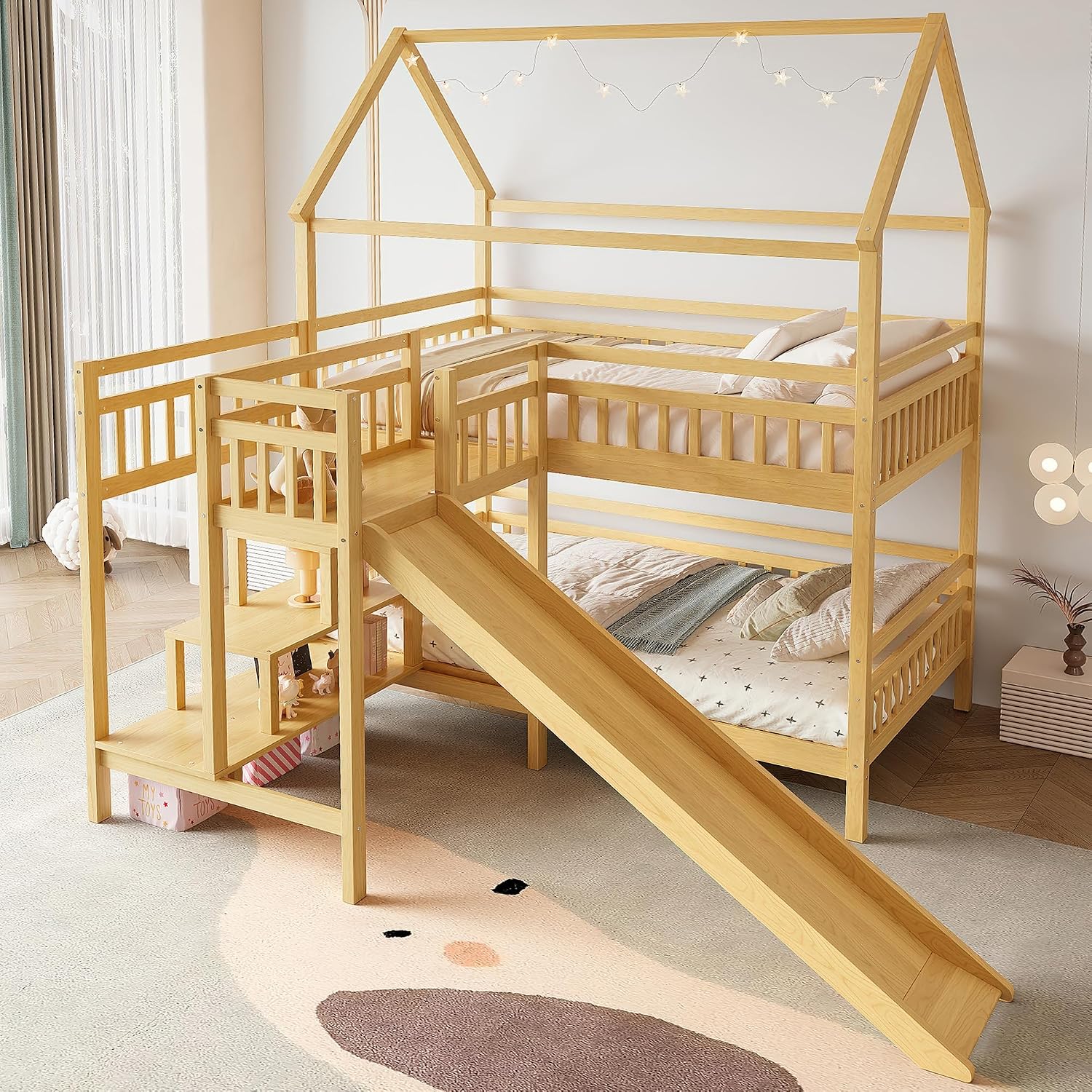 Full over Full Bunk Bed with P - огляд і ціна Bunk Bed With Stairs And Slide