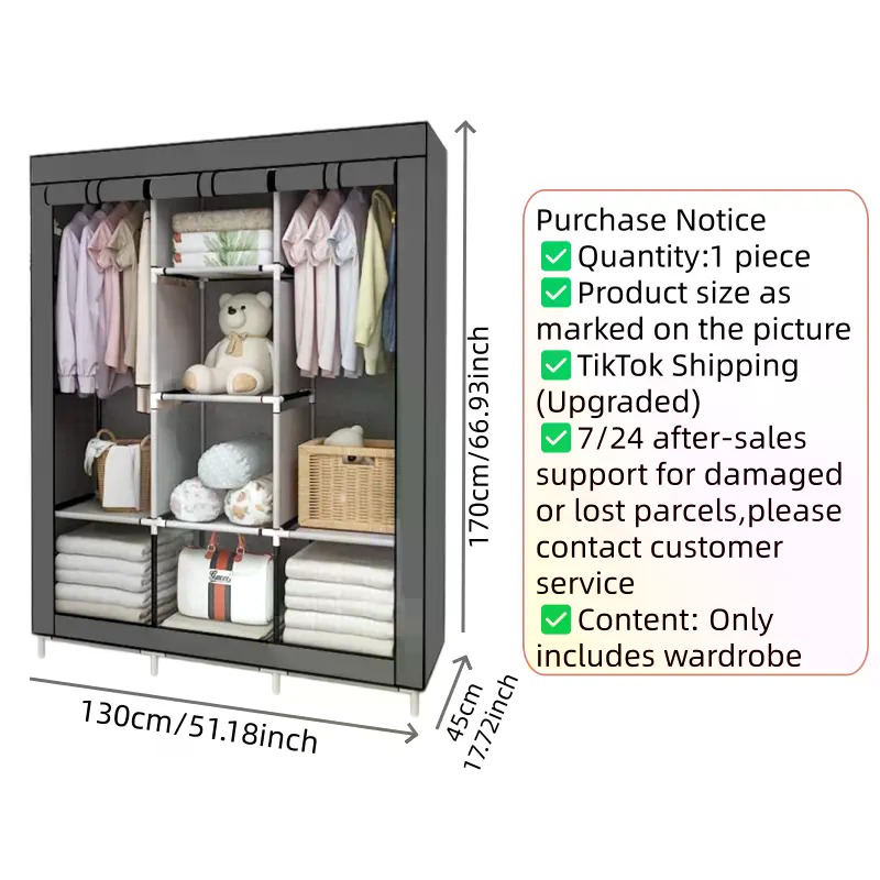 64-in Portable Covered Non-Wov - огляд і ціна Wardrobe Closet Portable Fabric Cover