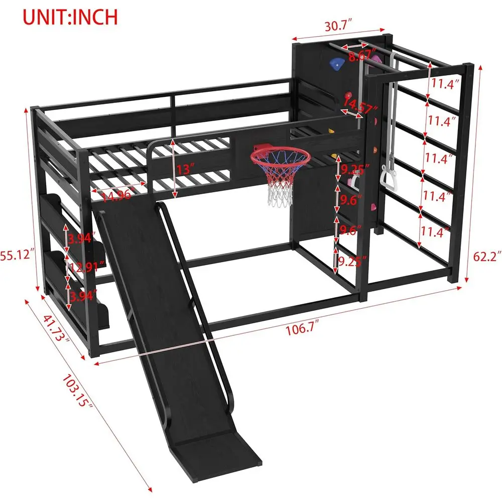 Twin Metal Bunk Bed with Baske - огляд і ціна Bunk Bed With Stairs And Slide