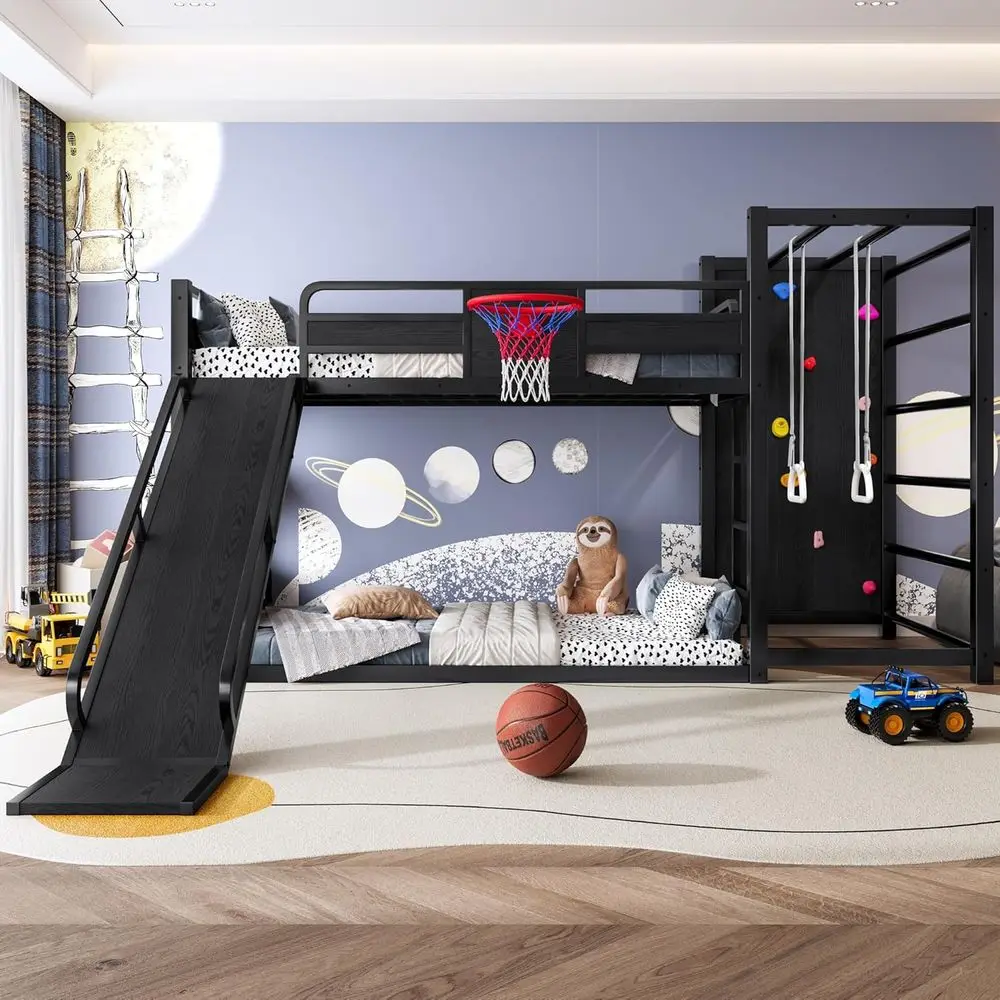 Twin Metal Bunk Bed with Baske - огляд і ціна Bunk Bed With Stairs And Slide