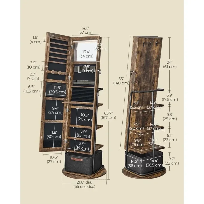 l 360° Swivel Mirrored Jewelry - огляд і ціна Full Length Mirror Jewelry Armoire