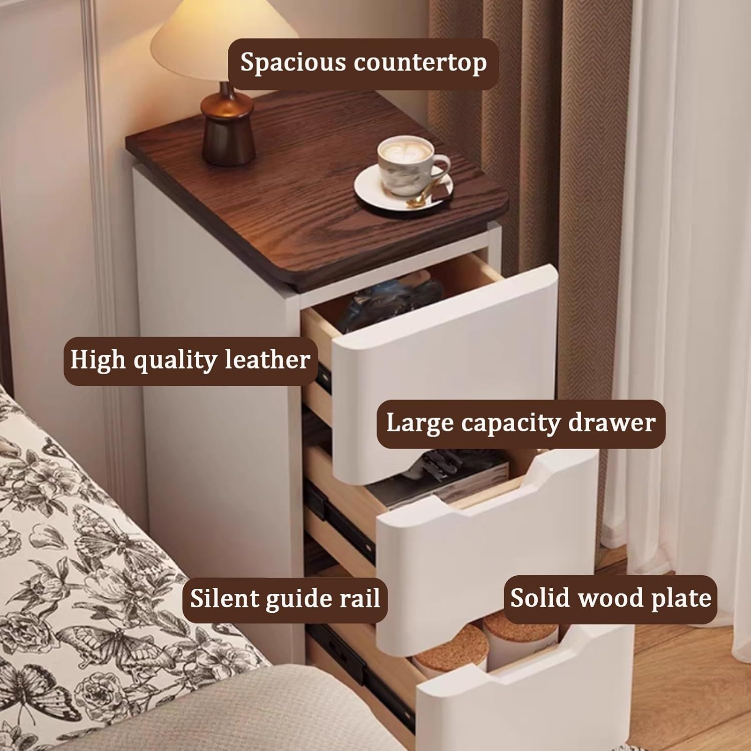Bed Side Tables Bedroom, Night - огляд і ціна Solid Wood Nightstand 2 Drawers